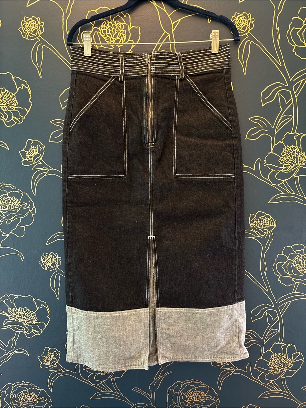 Anthropologie brand PILCRO denim midi SKIRT contrast DARK WASH size 10 - Picture 8 of 9